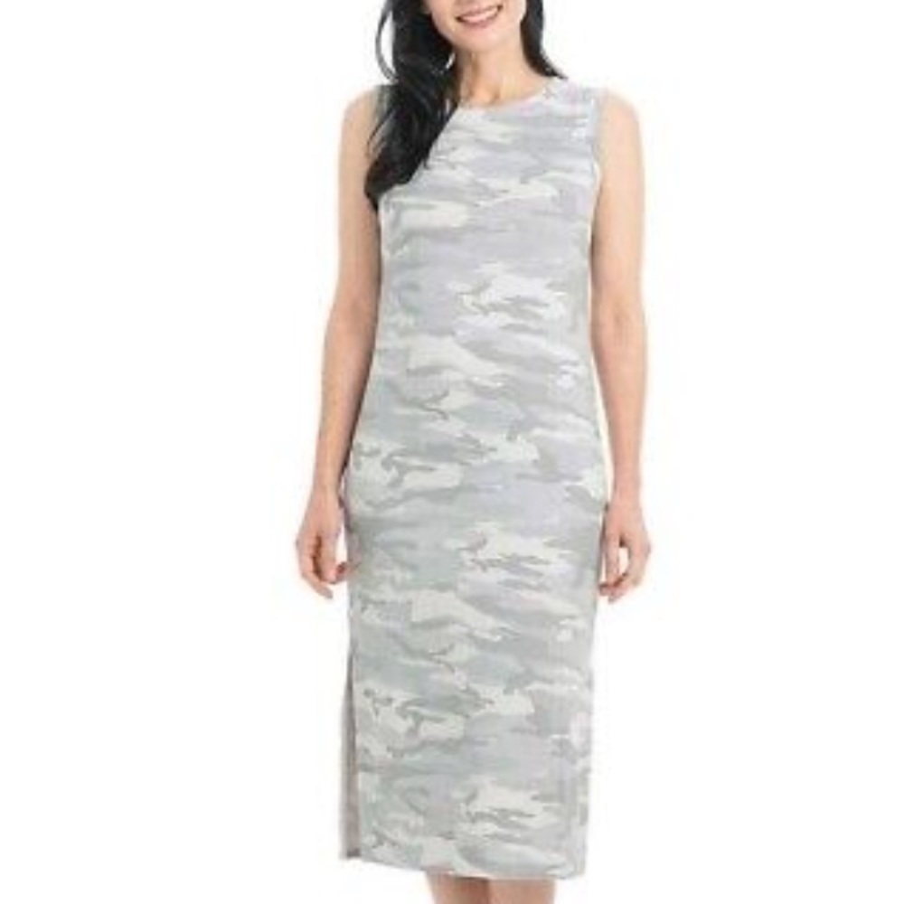 22.Hilary Radley Womens Sleeveless Midi Tank Dress Gray Camo